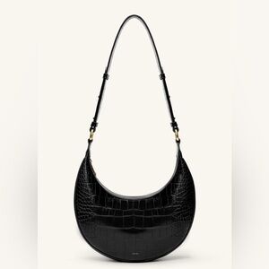 JW PEI Black Croc-Textured Shoulder Bag